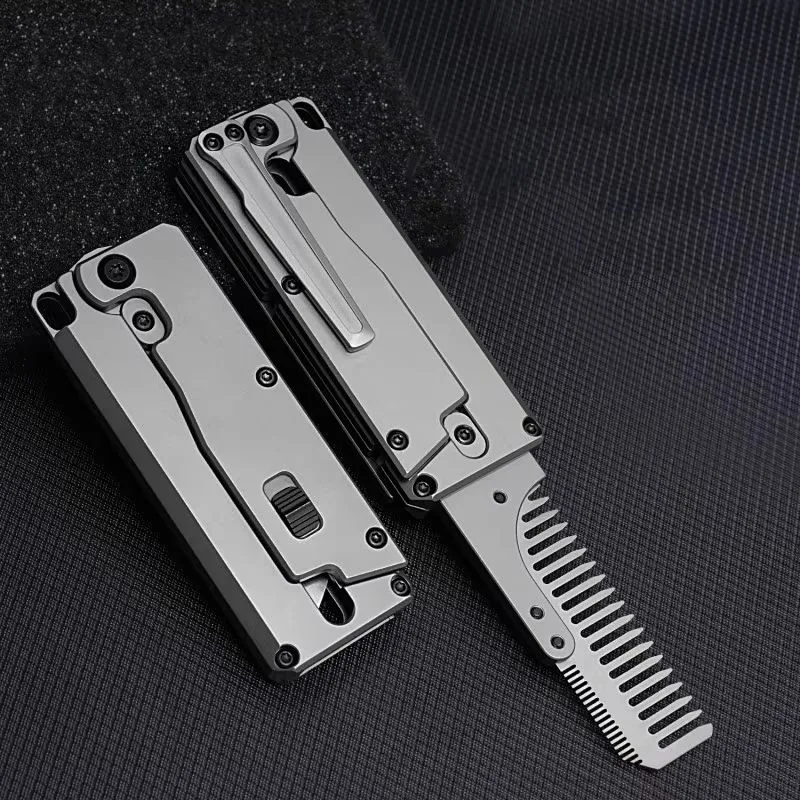 Comb Pocket Titanium - Titanium Alloy Folding Comb Replaceable Comb