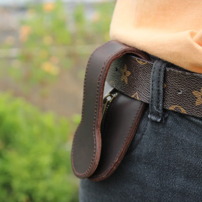 Edc Concealed Carry - Gemuine Leather Waistband Zero Wallet Wolfproof