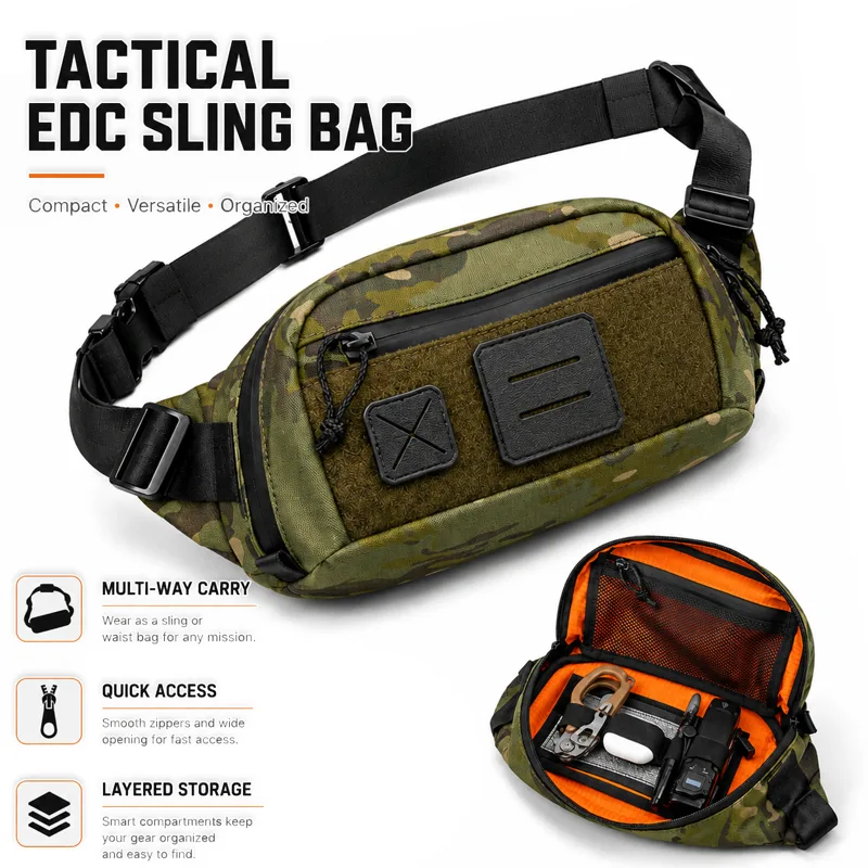 Edc Carry Bag For Men - Tactical Waist Bag EDC Sling Pack