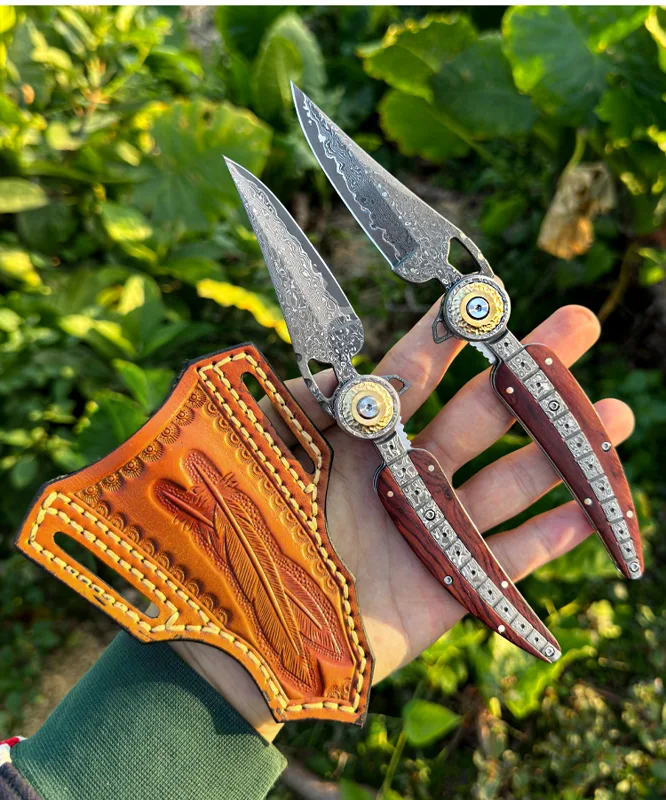 Everyday Carry (Edc) Knife - High-quality VG10 Damascus steel folding pocket